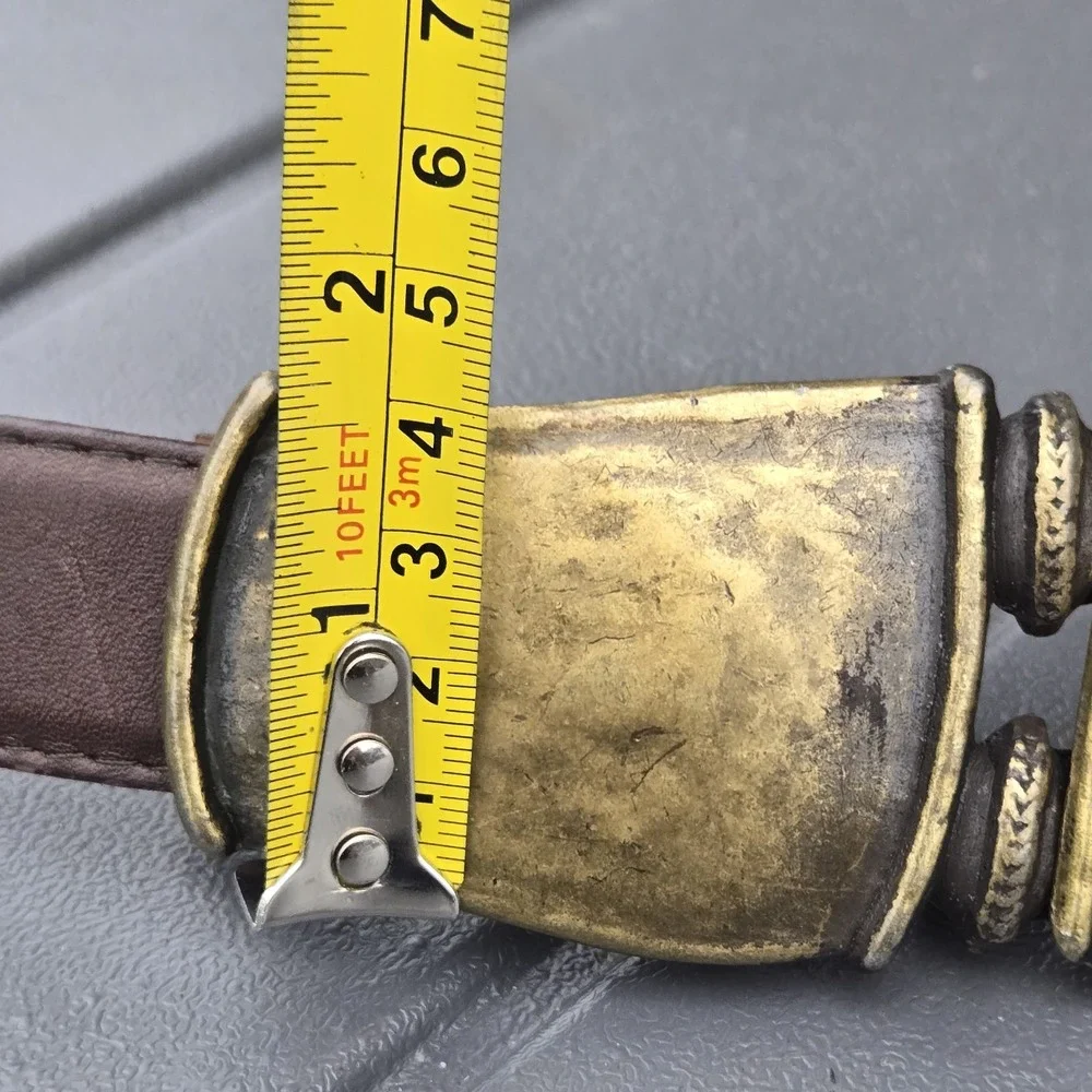 Vintage 80s 'Leather Shop' Brass Copper Tone Buckle Statement